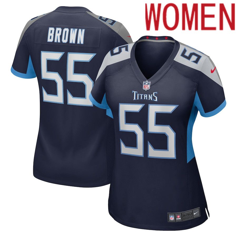 Women Tennessee Titans #55 Jayon Brown Nike Navy Game NFL Jersey